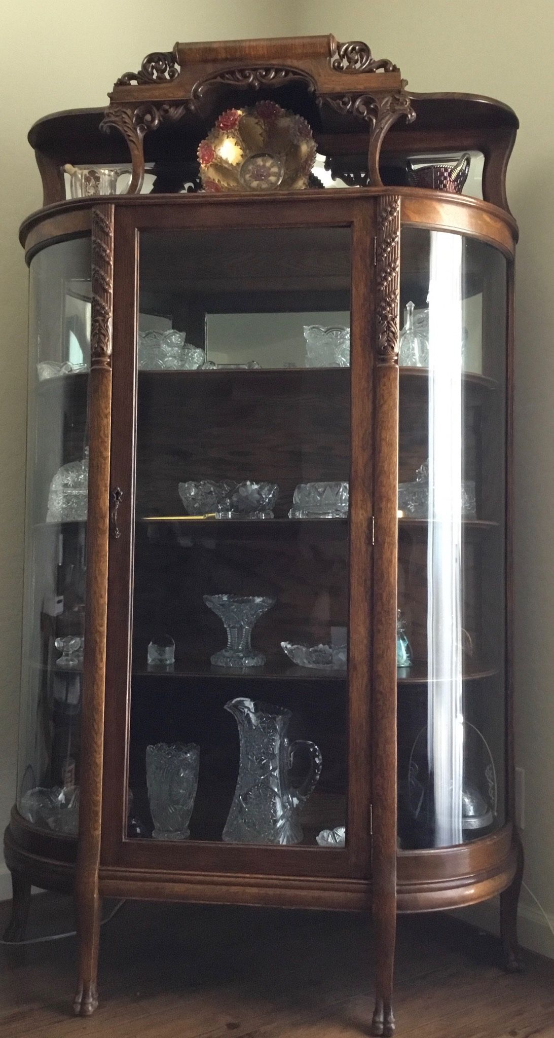 Beautiful Vintage Rounded Glass China Cabinet