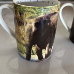 Mugs Elephant Motif And Ancient Statue  Motif