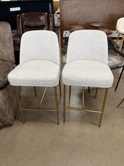 Angelick Upholstered Counter Stool with Metal Frame (Set of 2)