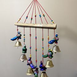 Handcrafted peacock hanging bells wind chimes forGarden porch Patio Wall Hanging