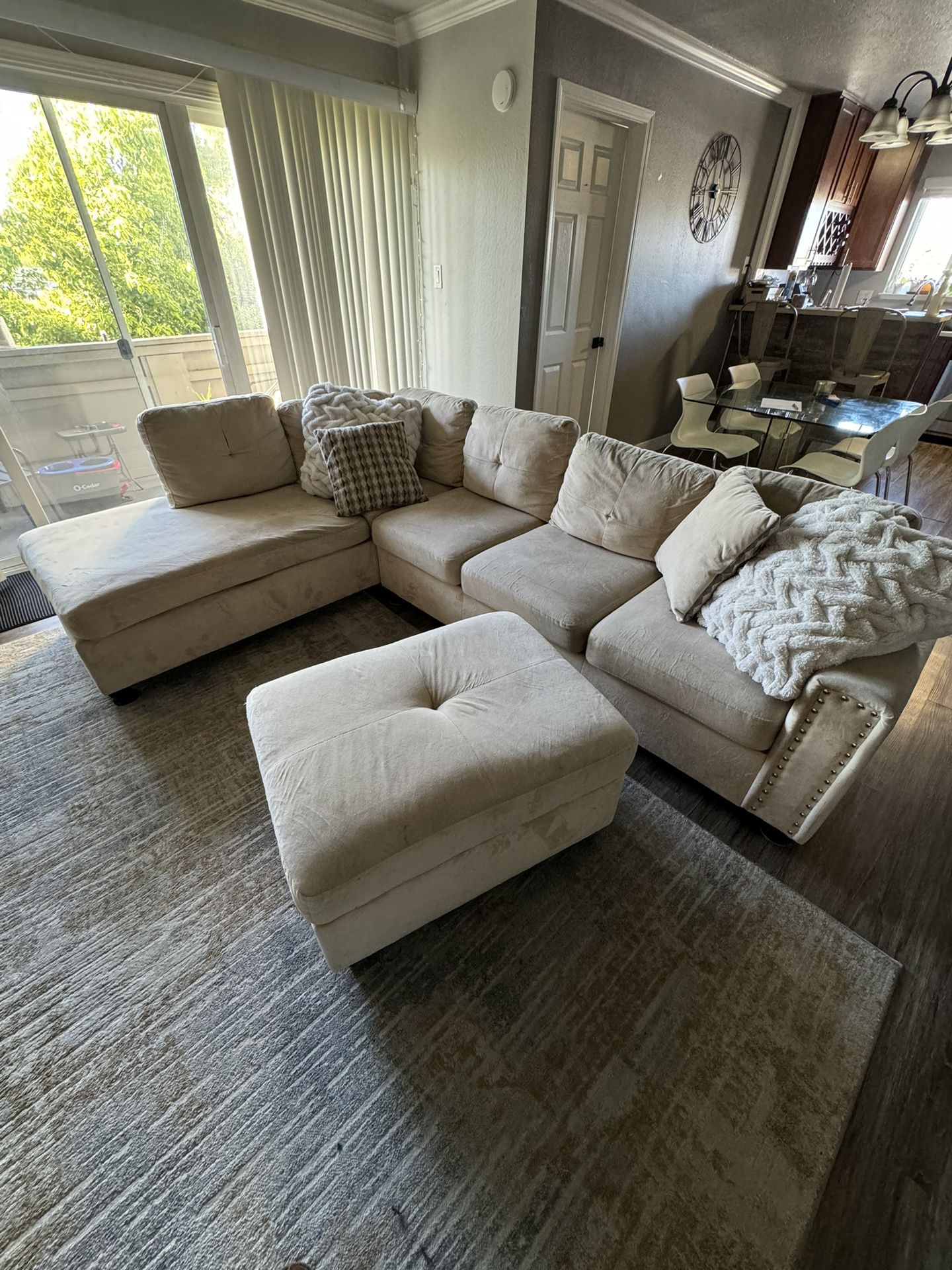  Beige Couch  with Ottoman 