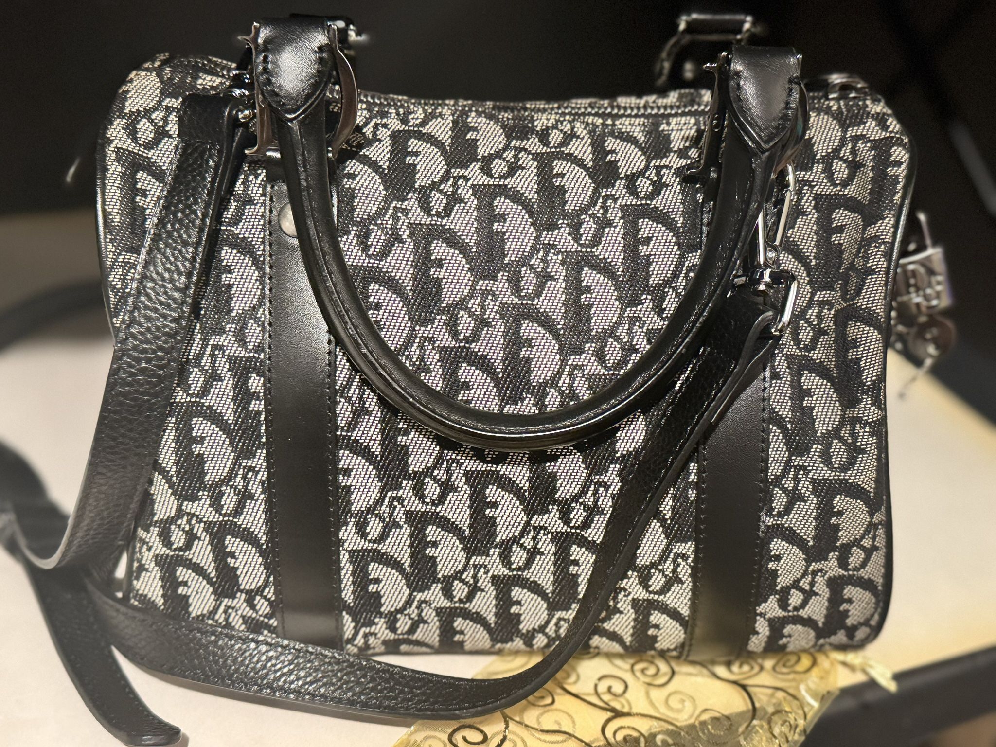 Dior Oblique Canvas Boston Bag Black
