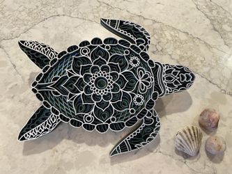 Handmade Aqua 6-Layer Turtle Mandala - Laser Cut - Breathtaking Beach Home Decor 