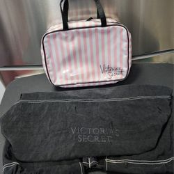 Victoria's Secret Cosmetic bag & Black Drawstring Tote Bag.