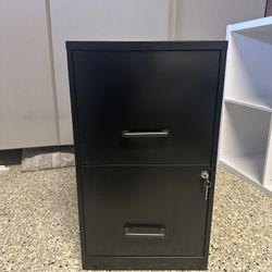 Two Drawer Black Metal Filing Cabinet