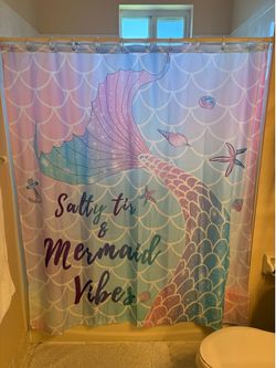 Mermaid shower curtain and decor