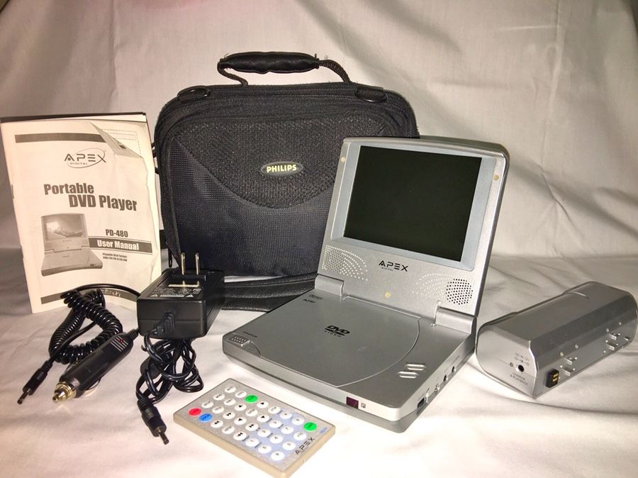 Apex Portable DVD/CD/CD-R/CD-RW Player Model PD480 + All Cables Included+ Remote Controller + Free Premium Traveling Case