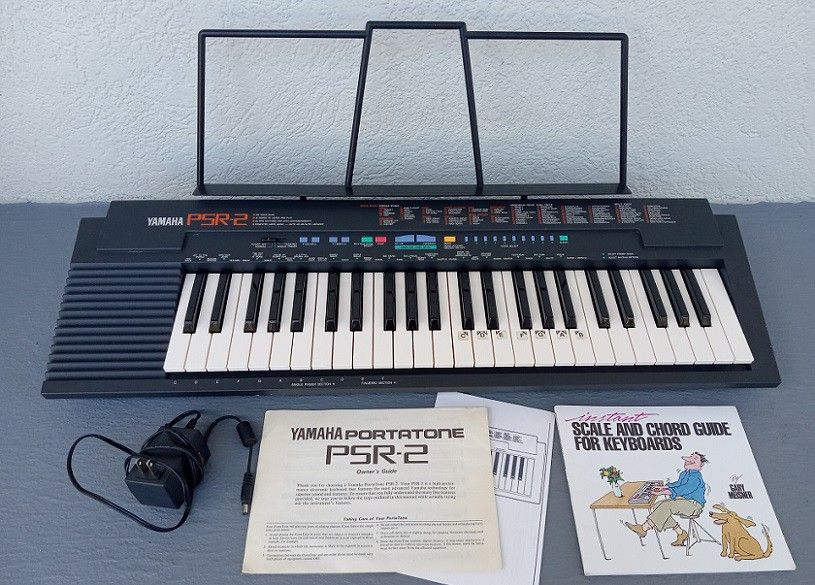 1990s YAMAHA PSR-2 49-Key Keyboard Manual/Books/Cord JAPAN MADE EXC+