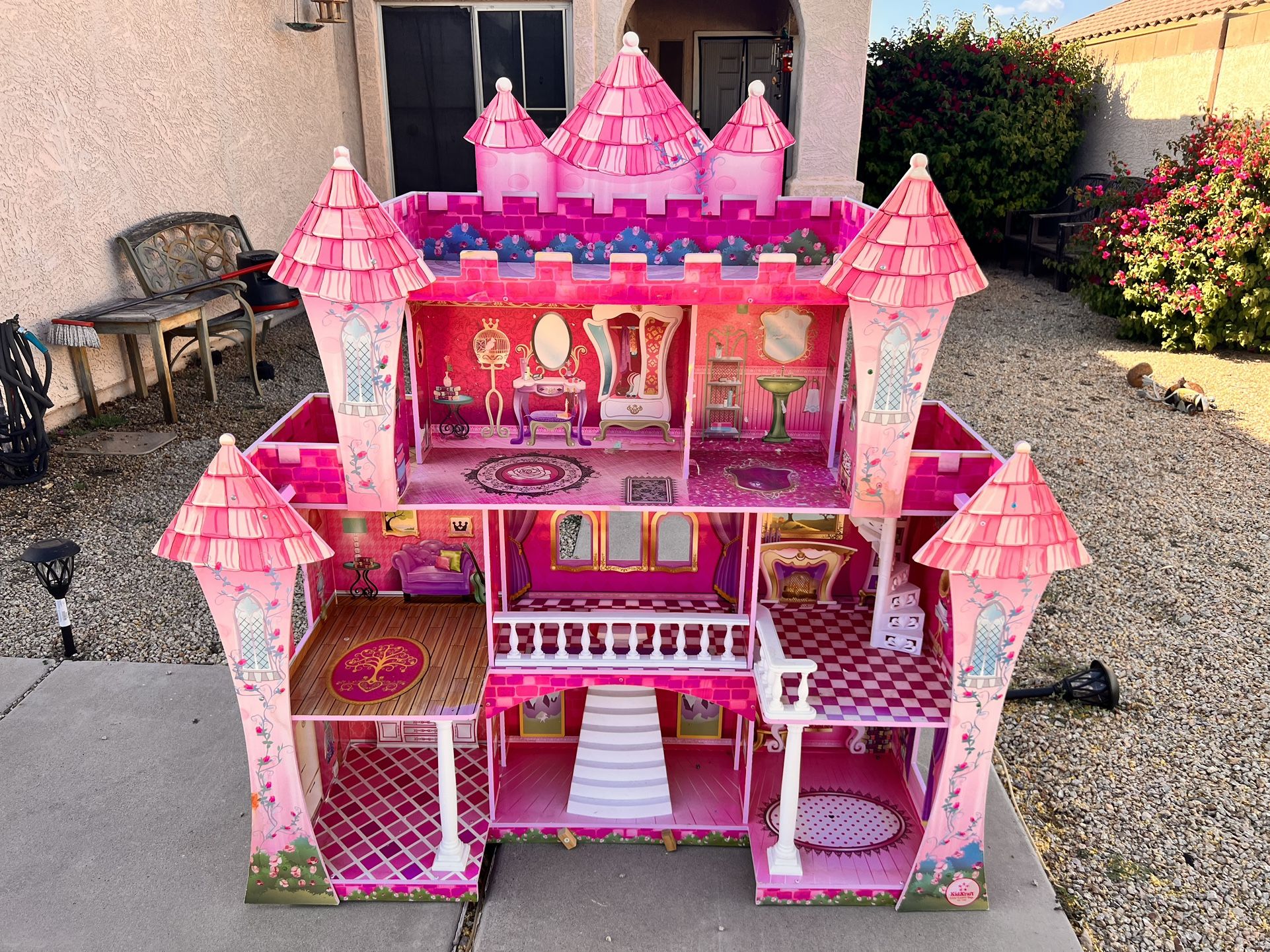 KidKraft Huge Pink Doll House Mansion (58” x 17” x 58”)