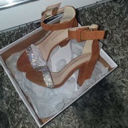 Brand New Chesnut Beautiful Crystal Heels 