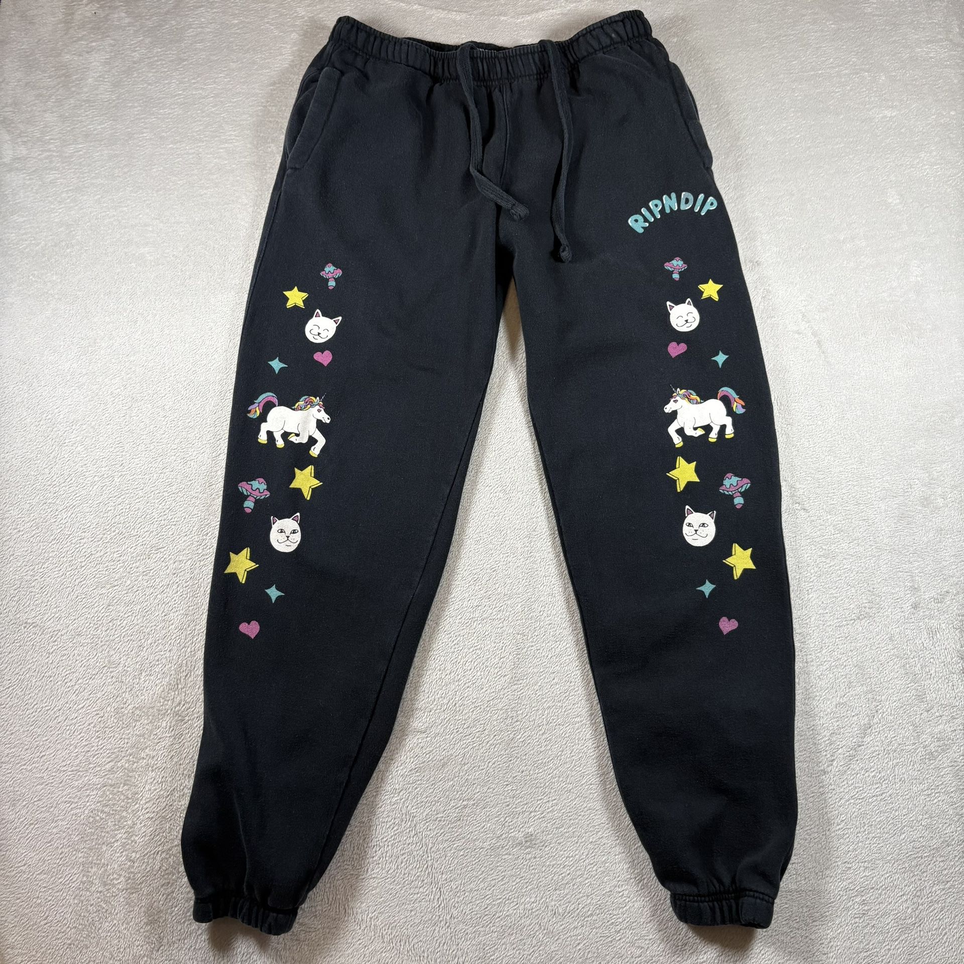Ripndip Jogger Sweatpants Womens L Black Cotton Cat Kitten Pony’s Skater #2402