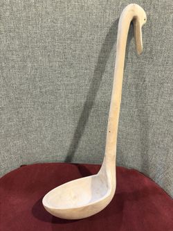 Vintage Nature Hand-Carved Wooden Swan Ladle - Unique Folk Art Kitchen Decor-14”