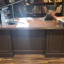 Executive Office Table, Cabinet With Hutch & Filing Cabinet- Set Of 3