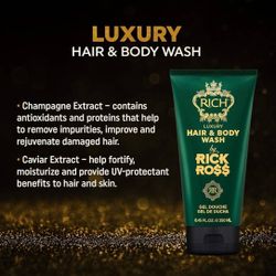  NEW Discontinued Rick Ross Rich Luxury Hair & Body Wash 8oz SEALED Caviar Extract    Champagne and caviar ingredients   Brand new and sealed. Never u