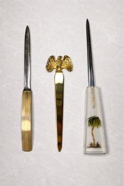 Vintage Letter Openers Lot Germany Eagle Lucite Palm Tree MCM Desk Collectibles
