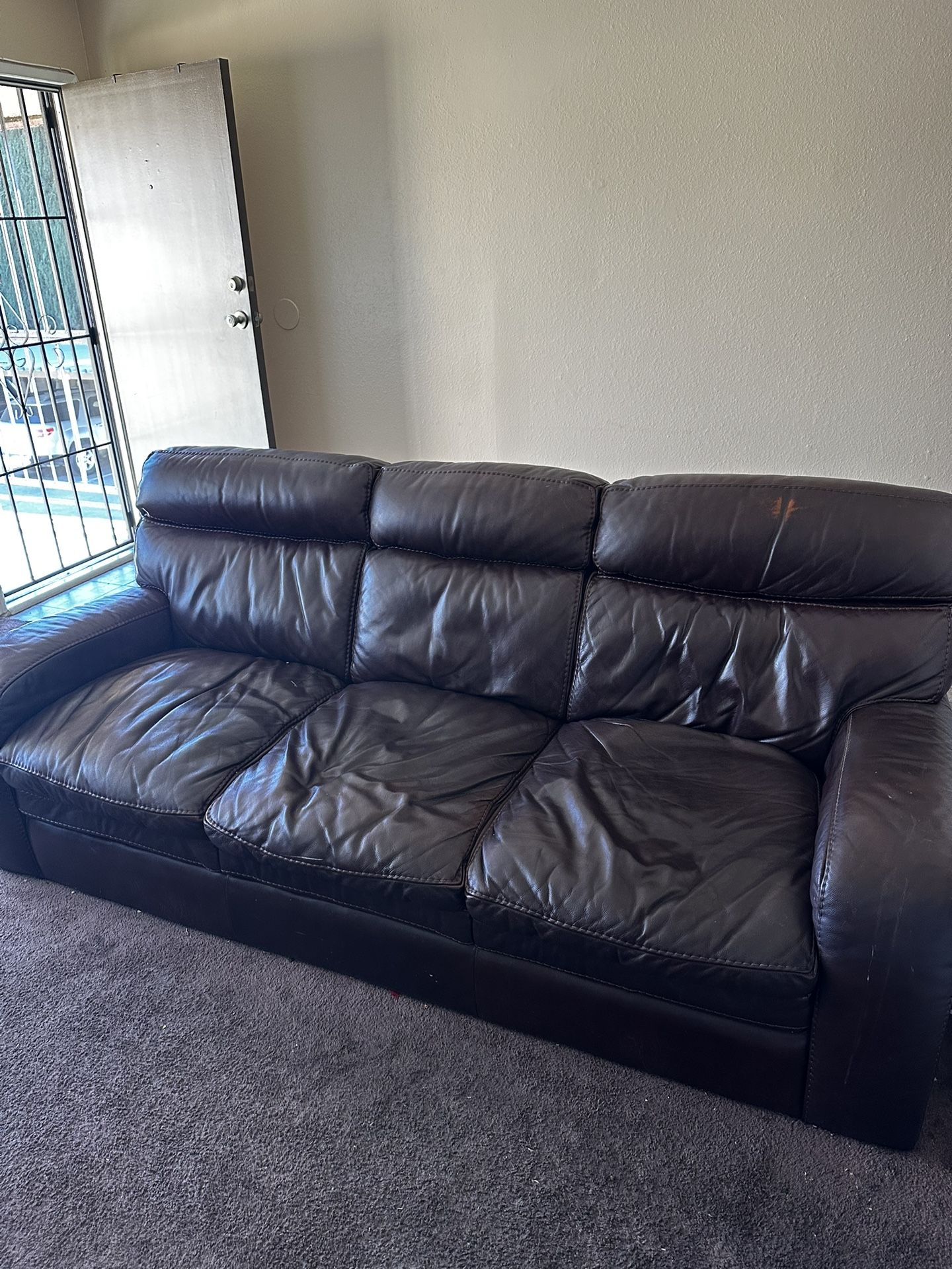 Dark Brown Leather Couch