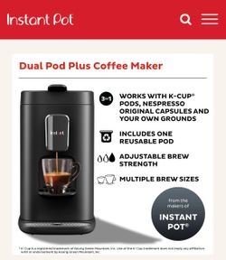 Instant Pot® Dual Pod Plus Coffee Maker