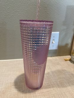 Pink Grid Disco Starbucks Tumbler 