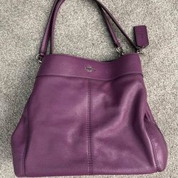 New Large Coach Purple Leather Purse - Gorgeous!