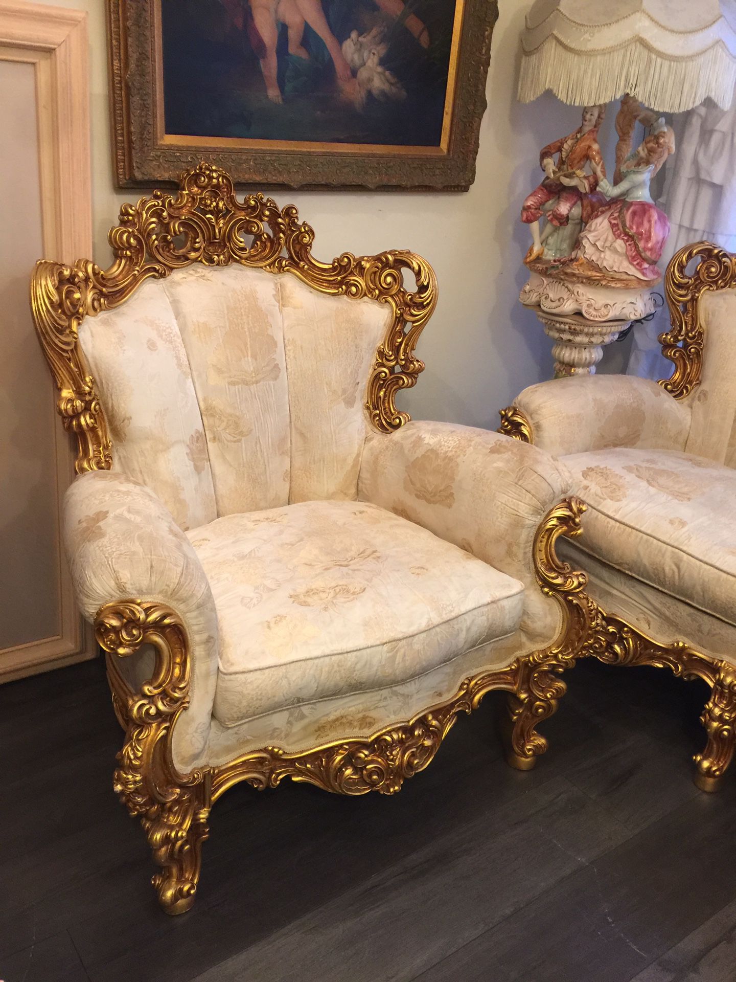 Italian Silik sofa couch two chairs Italy living room set Look my other listings
