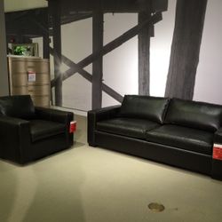 Brown Leather Sofa & Loveseat 