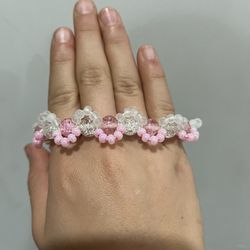 Pink and clear Bead bracelet 