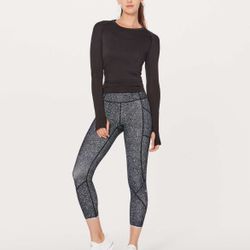 Lululemon Fast And Free Crop Grey Static Leggings 