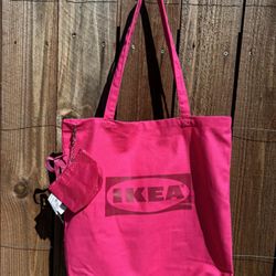 New IKEA Pink Tote Bag & Matching Pink Mini Tote Keychain Japan Exclusive 
