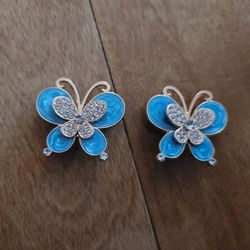 Lot Of 2 Metal Blue Butterfly Shoe Charms 