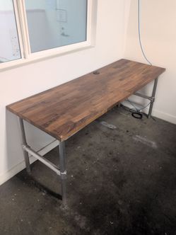 Wood Desk with Pipe Legs
