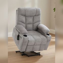 Power Recliner, Gray Fabric with Cup Holders - New - McKinleyville, CA