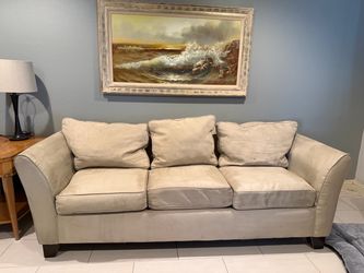 Beige Microfiber 3-Seat Sofa