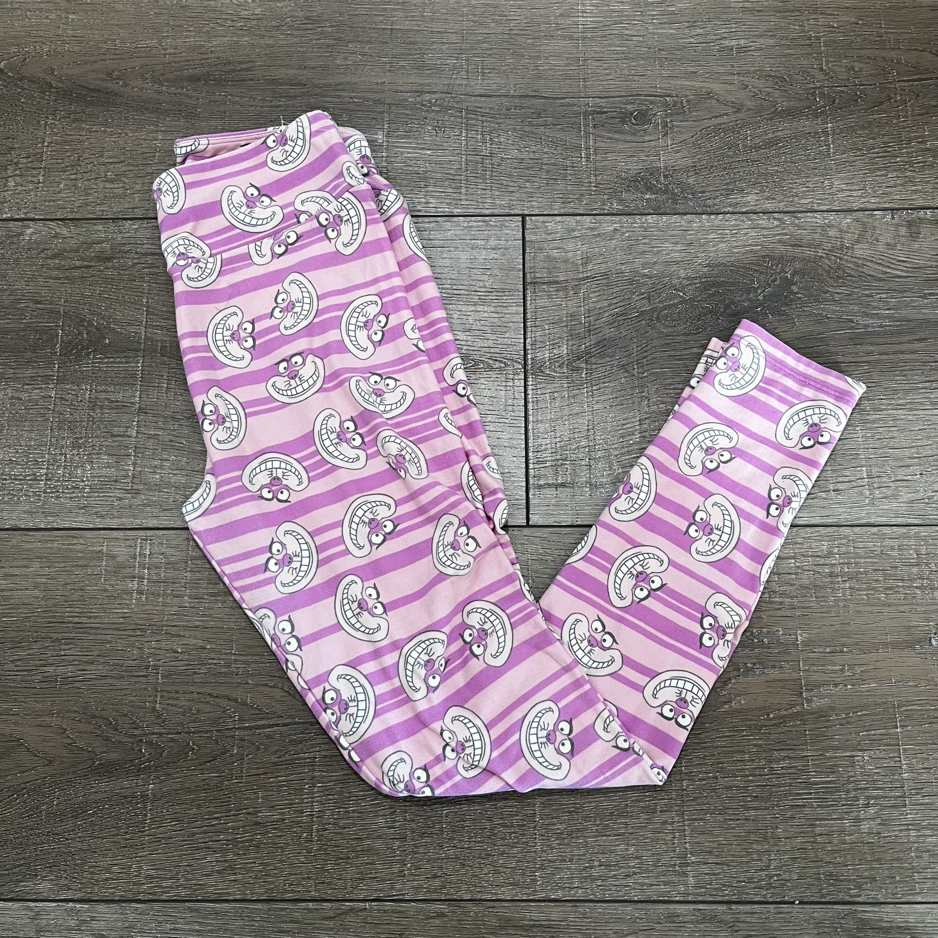 Disney Cheshire Cat Pants Lularoe Soft Pink Leggings Junior’s Sz Small