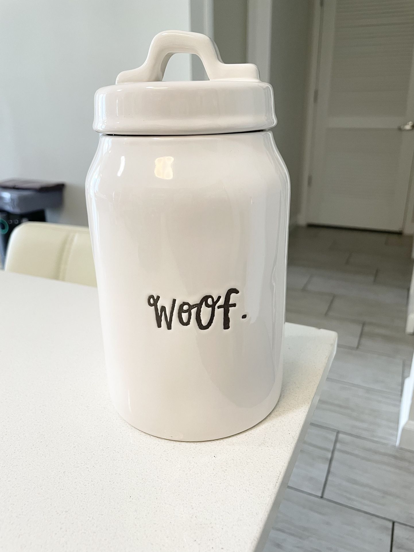 Rae Dunn Woof dog jar