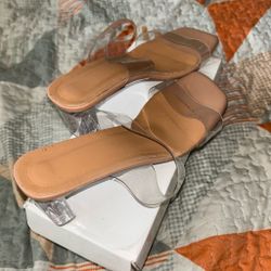 Clear Strap Block Heel Sandals
