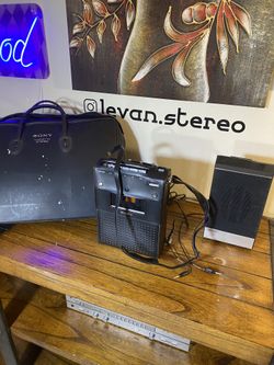 1971 Sony TC-124 Vintage Portable Cassette Recorder – ULTRA RARE FULL SET! Original Speakers, Leather Bag, Case & Cables | Plays Great After 50 Years 