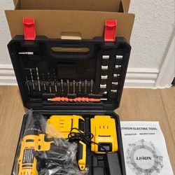 New Two Battery, 21V Drill set with toolbox