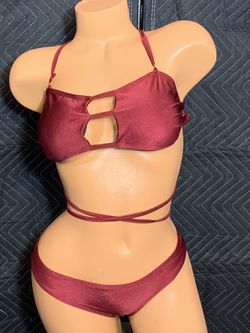 New Sheer Burgundy Bikini Set