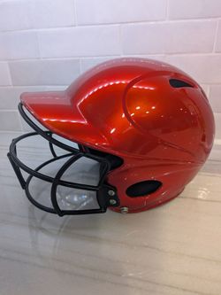 Red Baseball Batting Helmet with Face Guard