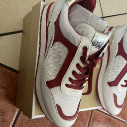 Michael Kors Red With White Sneakers Size 9