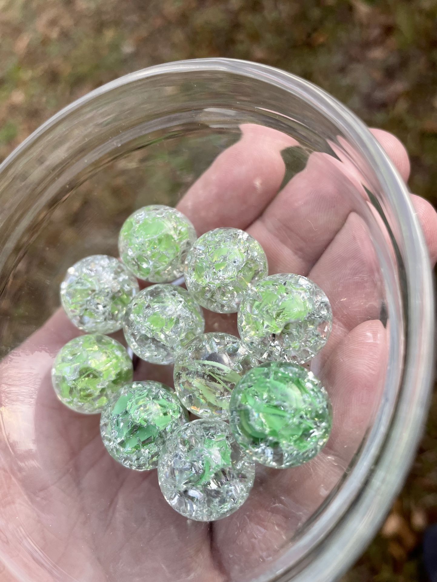 Cat Eye Green Fire Cracked Marbles, Antique Marbles Vintage Marbles, Handmade