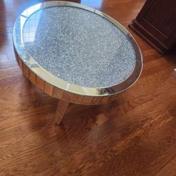 Glass Round Table- SILVER MIRROR 
