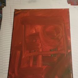 Abstract Red Geometric Painting