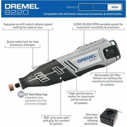 Dremel 8220  Cordless Rotary Tool Kit W/ Case