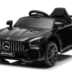 12V Licensed Mercedes-Benz Electric Ride on Car Toy for Toddler Kid w/ Remote Control, LED Lights, Black