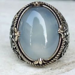  Exquisite Moonstone  Vintage Egg-Shaped Ring - Boho Chic Flower NEW SIZE 8 RING