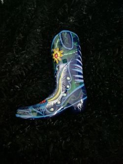 Hand-Painted Ceramic Cowboy Boot Figurine
