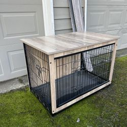 Wood Top Large Dog crate- can be used as end table