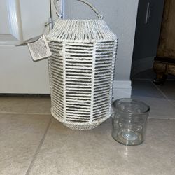 Lantern With Glass Candle Holder 