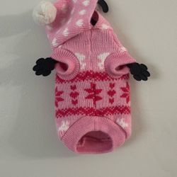 Christmas Pink Dog Hooded Sweater 